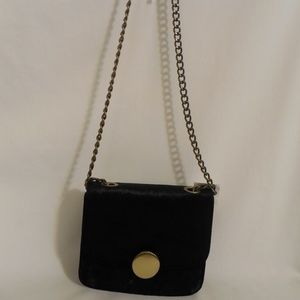 Evelyn K Crushed Black Velvet Crossbody Bag